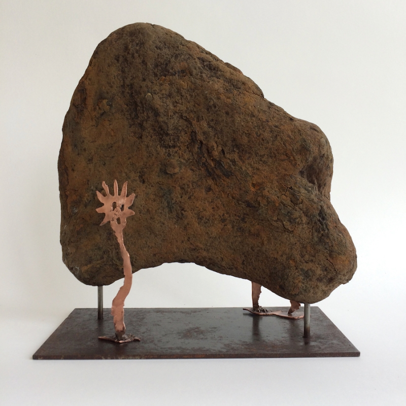 Hunters and Collectors. Peaty sedimentary rock, copper and mild-steel. 32x28x18cm. 2018